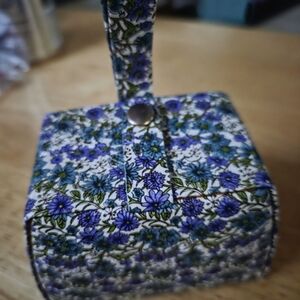 Floral Blue and Green Travel Jewelry Case